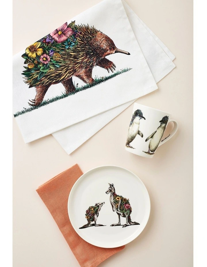 Marini Ferlazzo Echidna and Puggles 50x70cm Tea Towel in White