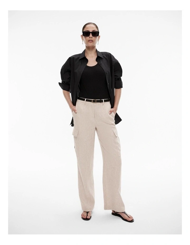 Linen Cargo Pocket Trouser in Flax