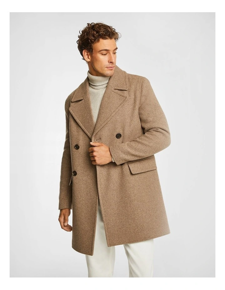 Blake Double Breasted Coat in Biscuit