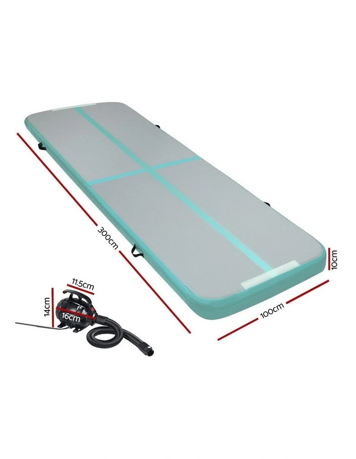 GoFun 3X1M Inflatable Air Track Mat with Pump Tumbling Gymnastics Green