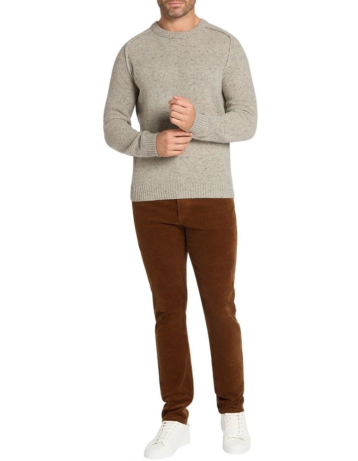 Shetland Crew Knit in Grey Speckle