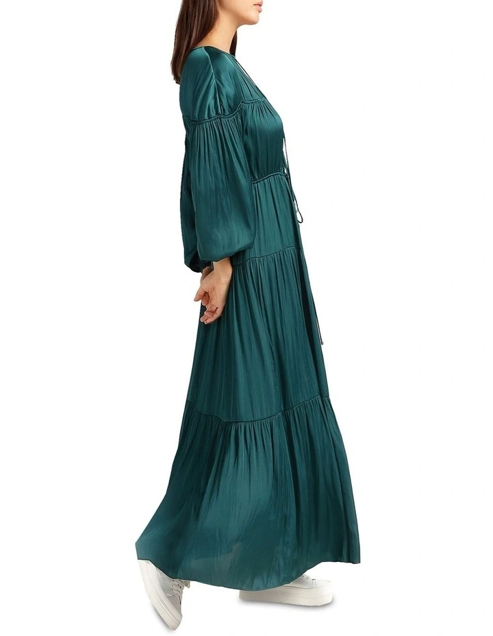 Window Seat Tiered Maxi Dress in Green