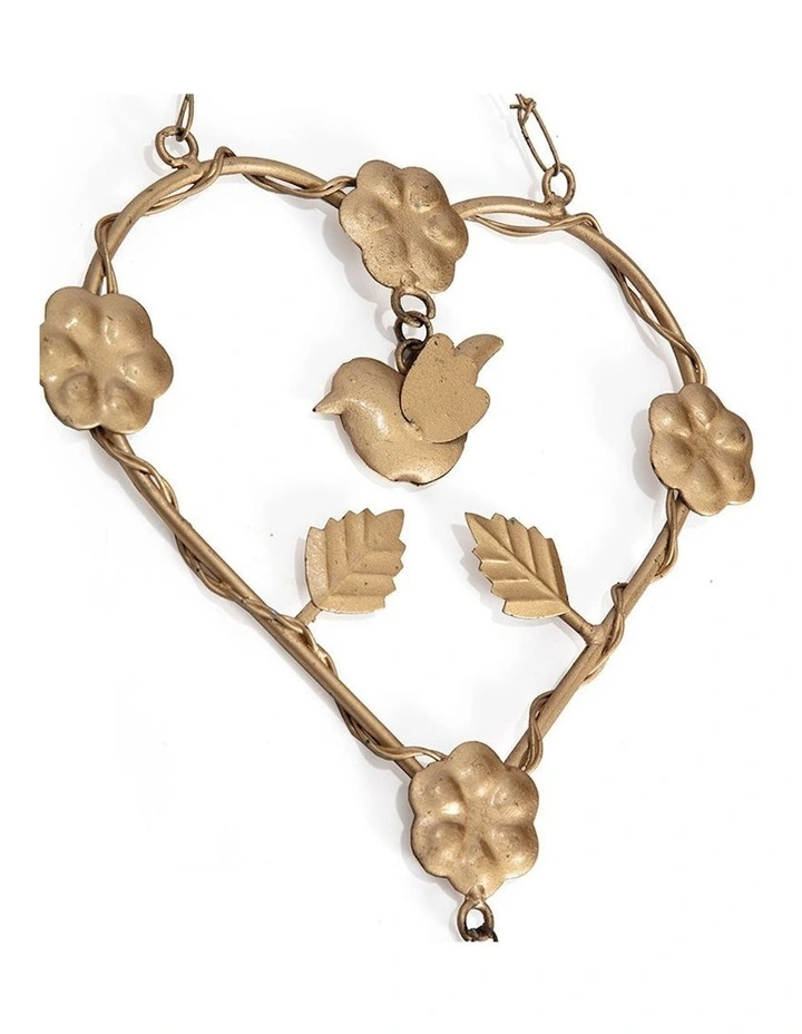 Bird in Heart Hanging Decor in Burnt Gold