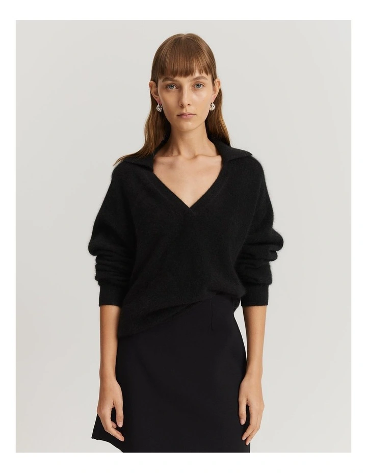 Gcs-certified Brushed Cashmere Polo in Black