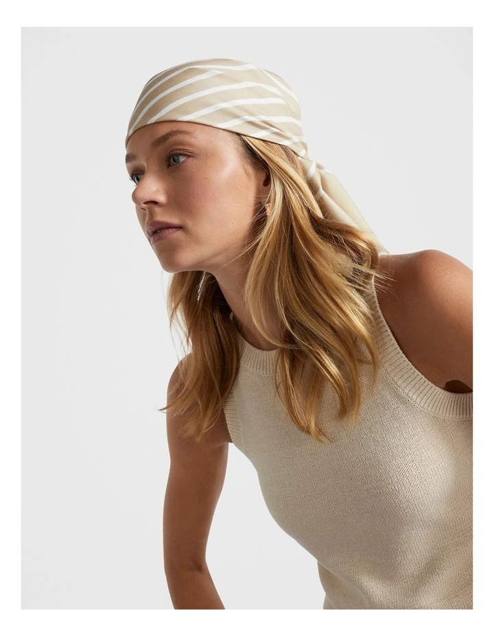 Print Square Scarf in Champagne Beige