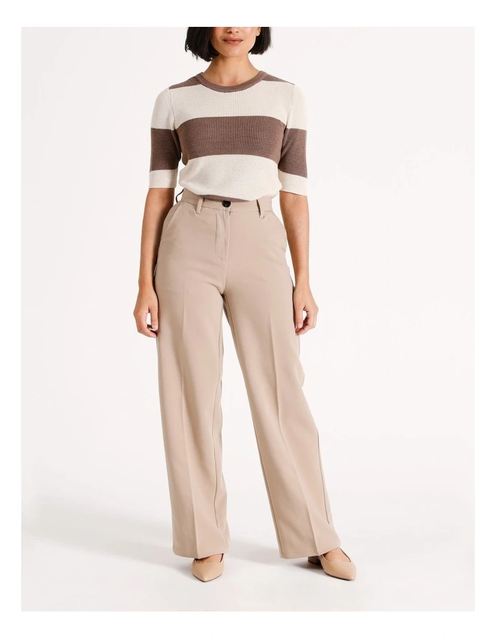 Celeste High Waisted Wide Pant in Beige