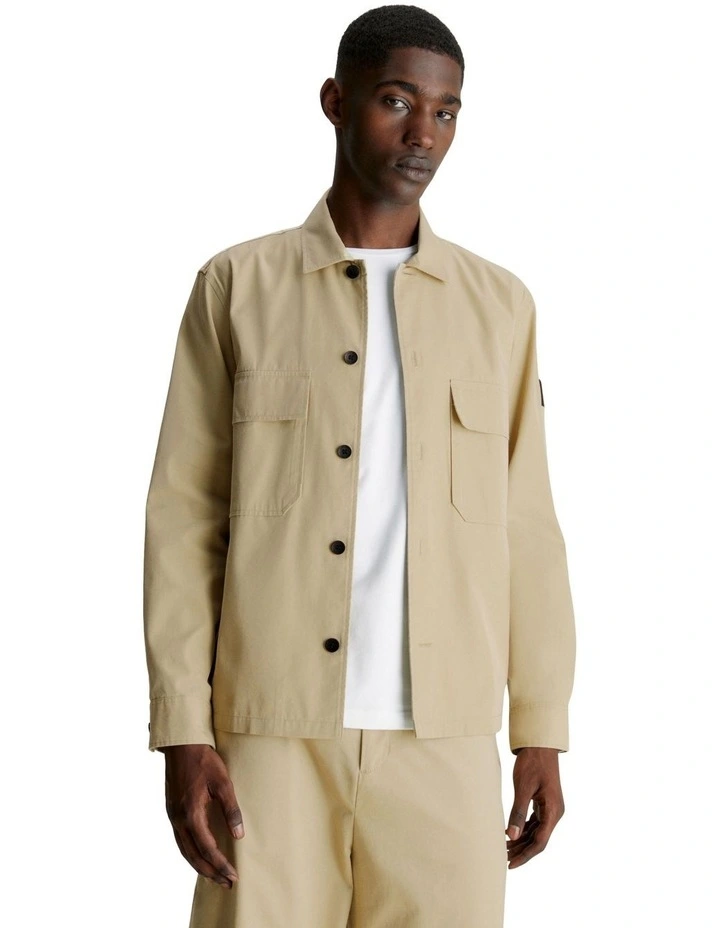 Cotton Nylon Overshirt in Cream