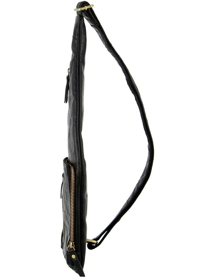 Rustic Leather Sling Bag in Black