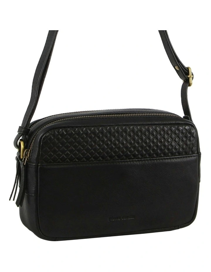Leather Diamond Pattern Bag in Black