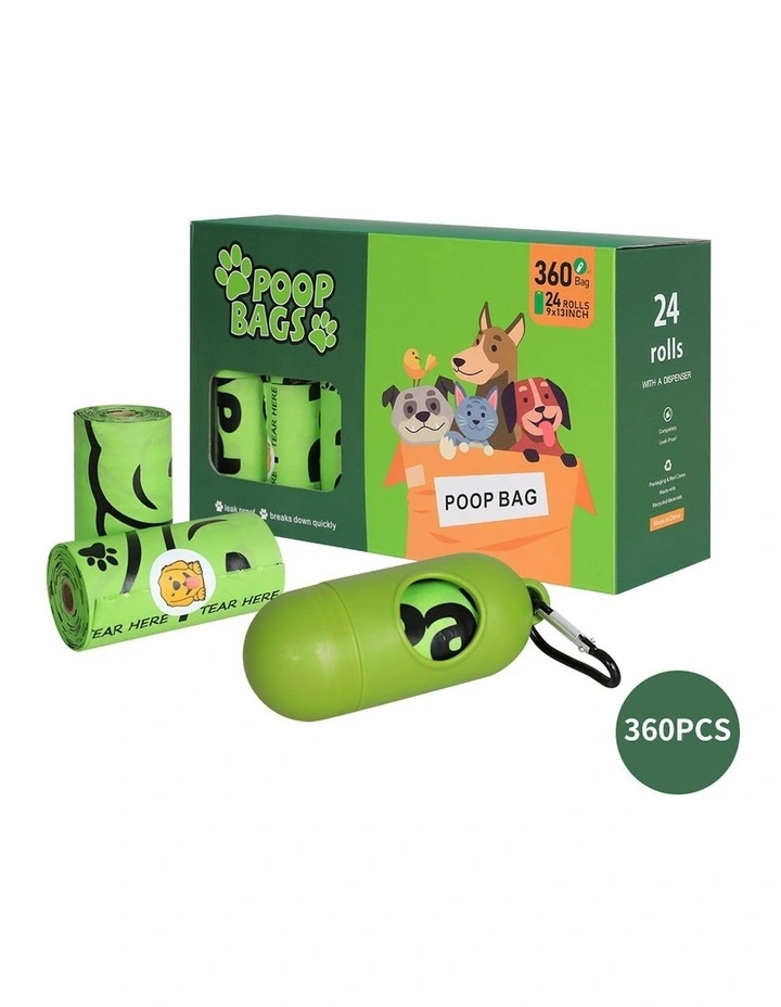 100% Compostable Biobased Dog Poop Bags 360 Pieces