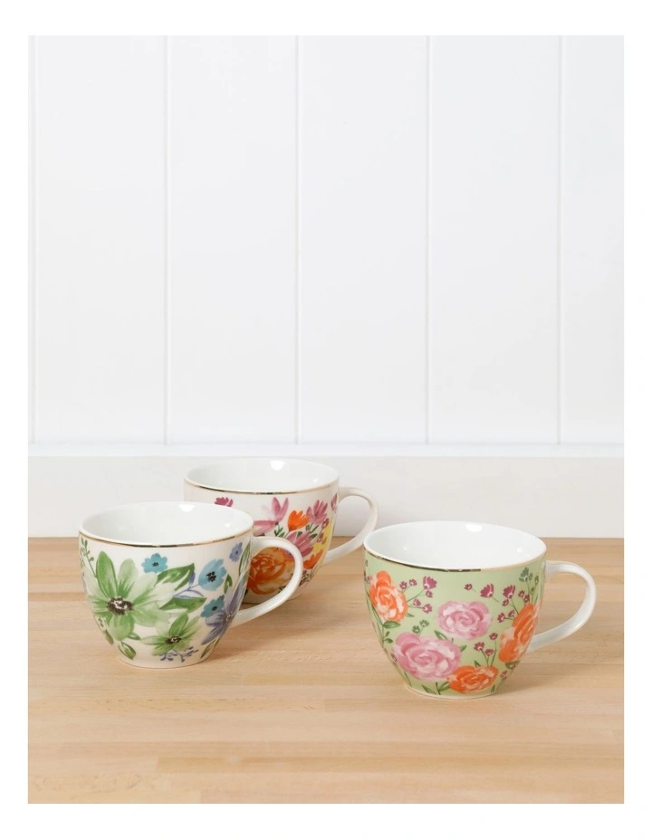 Tea Time Tea Cup Green Floral in Multi