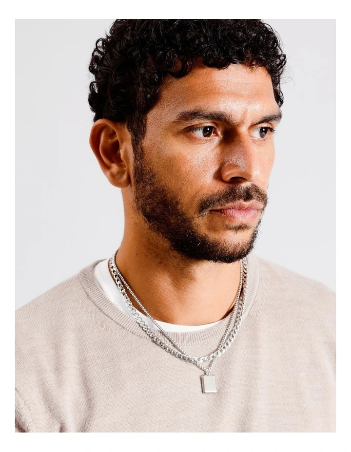 Double Chain With Pendant in Silver