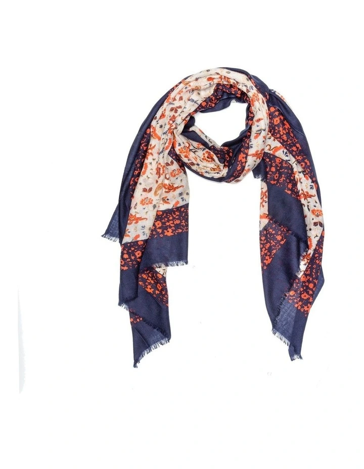 Australian Wool Print Scarf in Orange