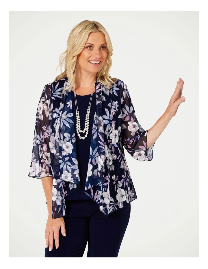 Lopera Mesh Cardigan in Navy