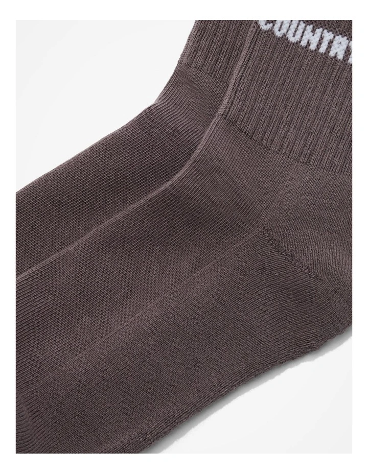 Australian Cotton Blend Cr Sport Quarter Crew Sock in Truffle