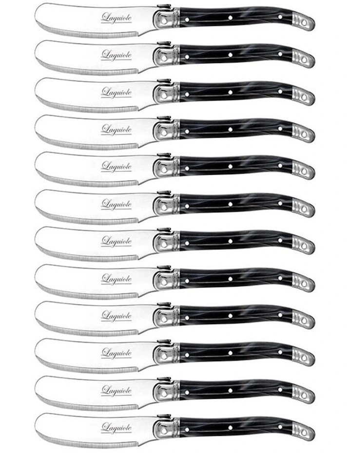 Stainless Steel Pate Knife 12 Pack 11.5cm in Marble Black