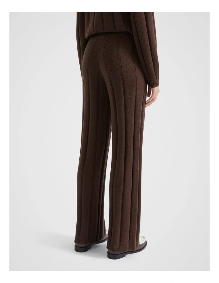 Panelled Rib Knit Pant in Dark Espresso