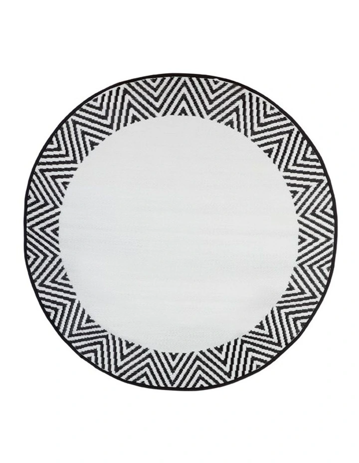 180 CM Recycled Plastic Round Outdoor Rug Waterproof Reversible Olympia Black