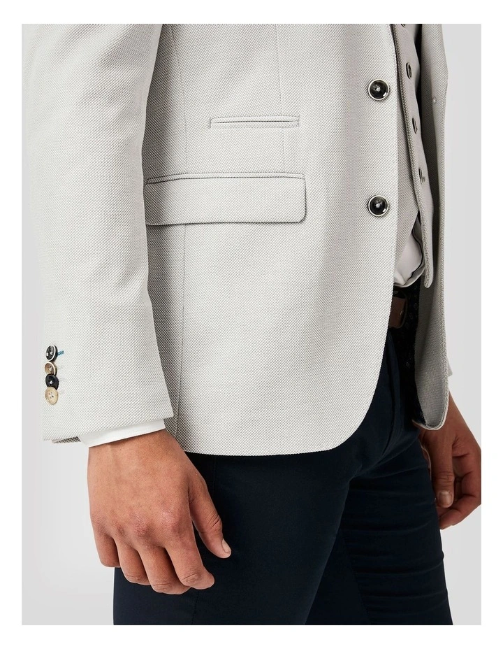 Slim Stretch Knitted Tailored Blazer in Bone