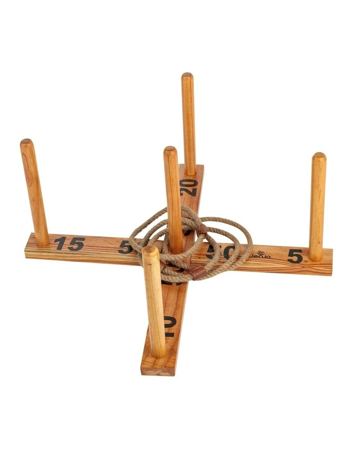 Giant Wooden Rope Ring Toss Quoits Outdoor Game Set