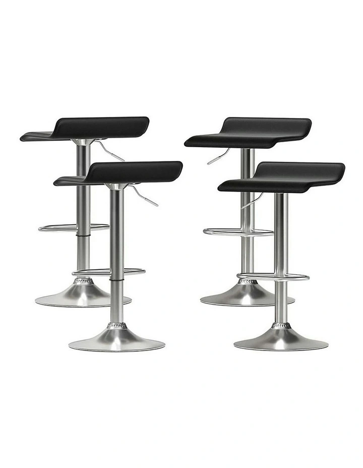 Faux Leather Bar Stools x4 in Black