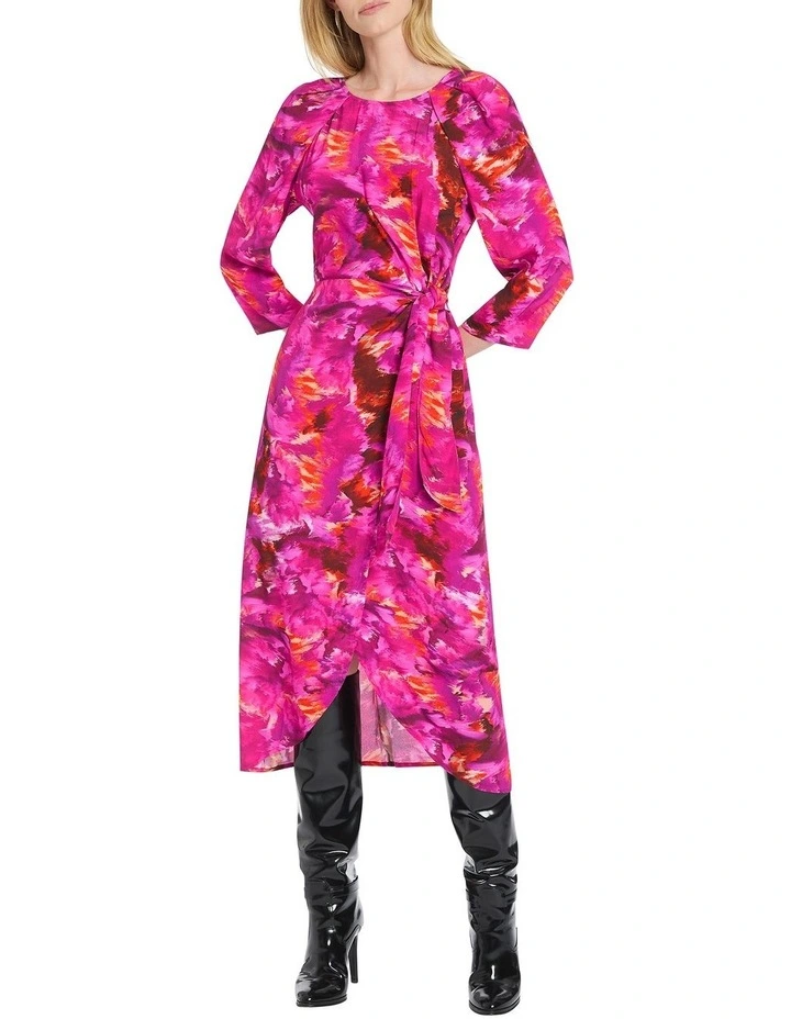 Romi Mock Tie Dress in Multi