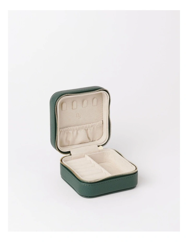 Square Zip Around Jewellery Box in Green