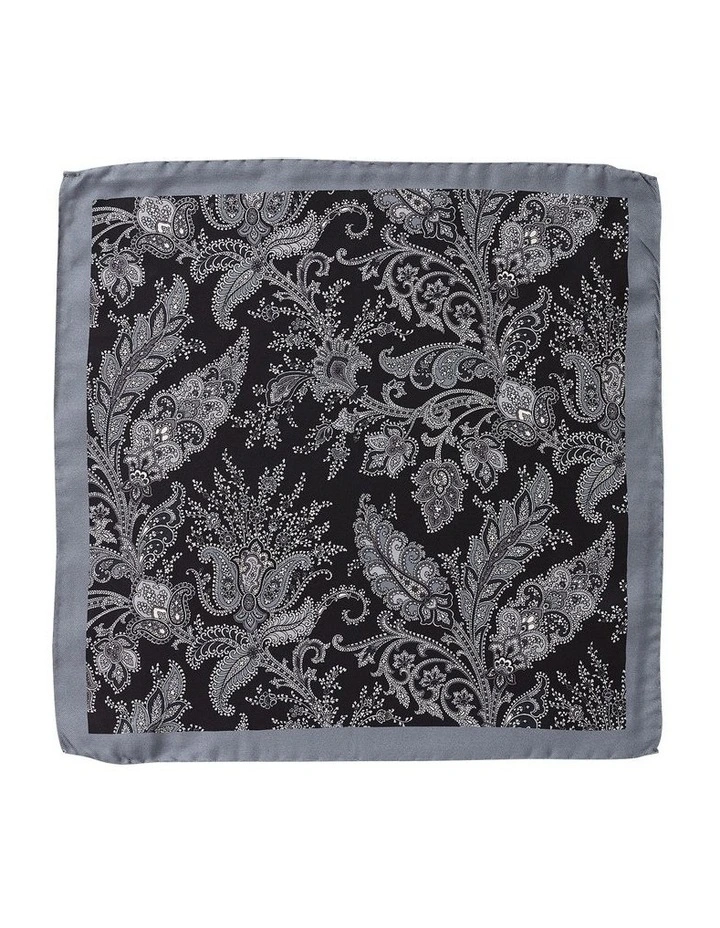 Fine Paisley Silk Pocket Square in Black