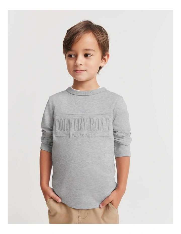Long Sleeve Heritage T-shirt in Light Grey Marle
