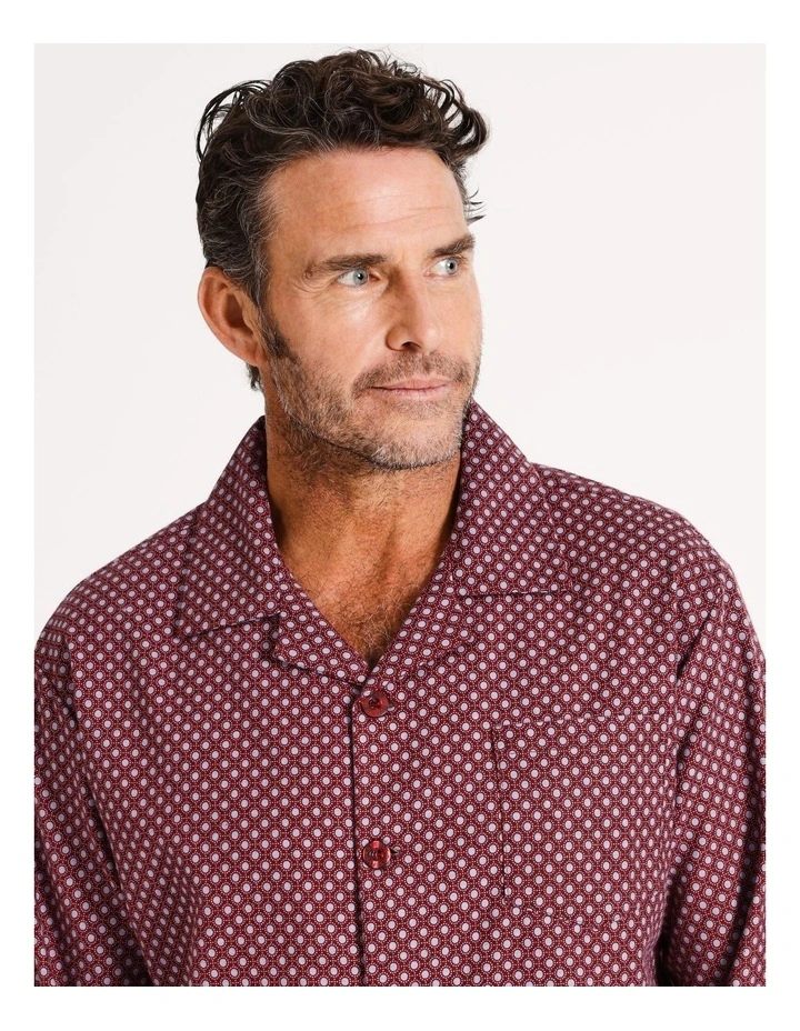 Essentials Long Sleeve Flannelette PJ Set in Geo Spot