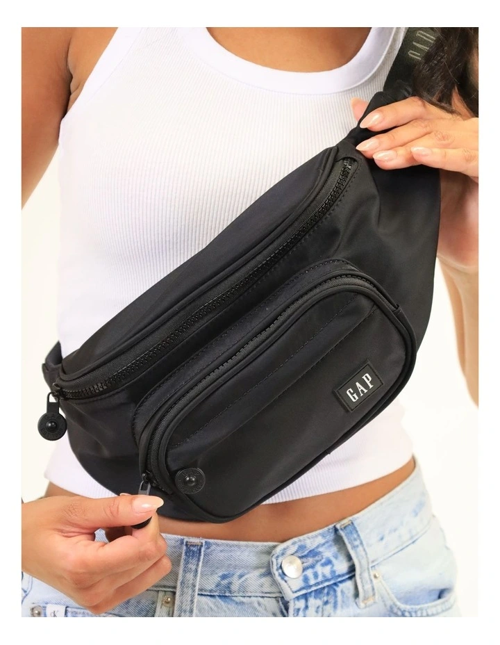Nylon Bum/Sling Bag in Black