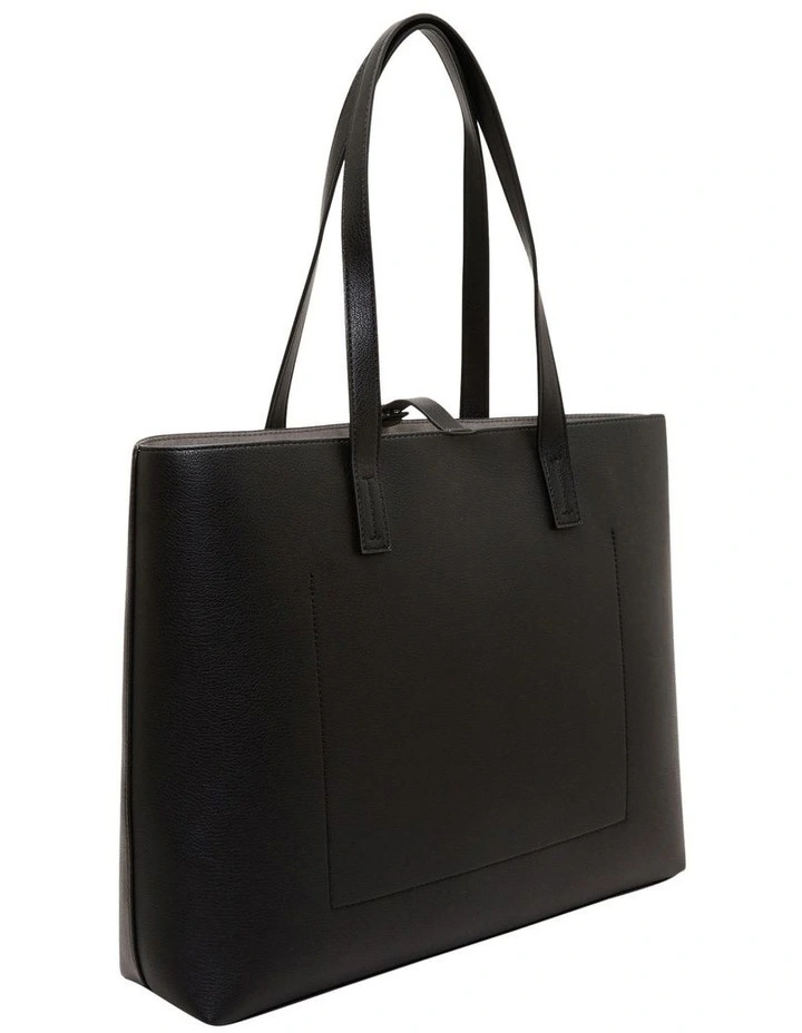 Minimal Monogram Slim Tote Bag in Black