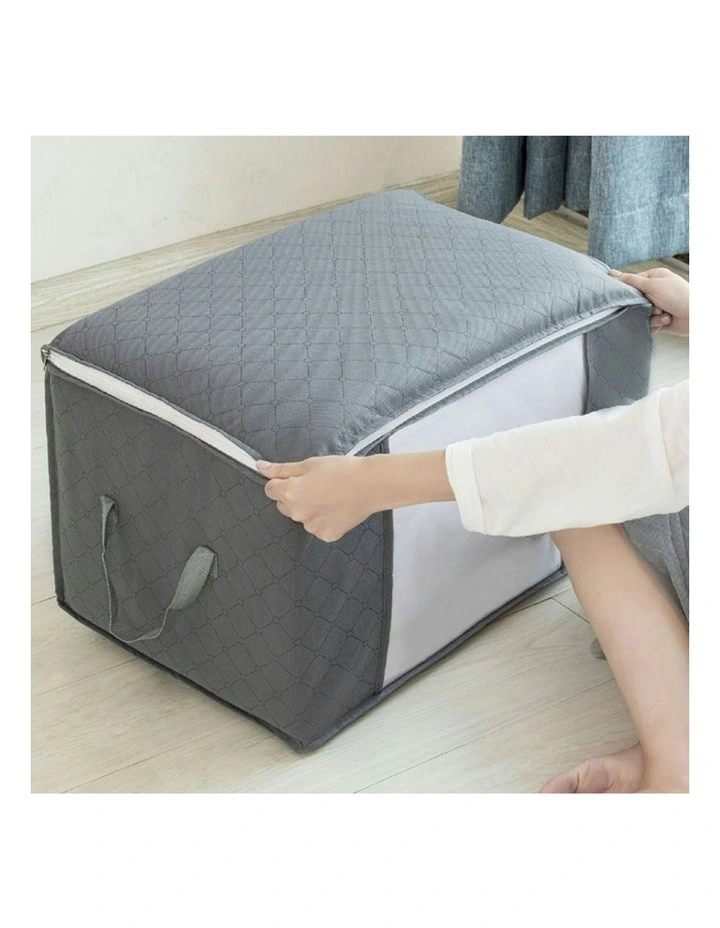 Large Clothes Storage Bag Home Organizer Zipper Box Bag 5PCS 90L in Grey