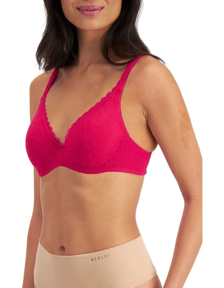 Barely There Lace Contour Bra in Hot Hibiscus