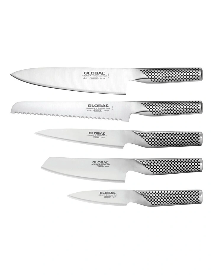 Uku 6 Piece Knife Block Set in Light Brown