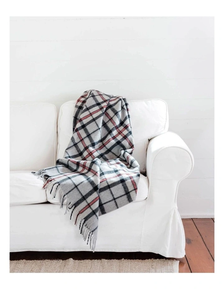 Heritage Collection Recycled Wool Scottish Tartan Blanket in Grey