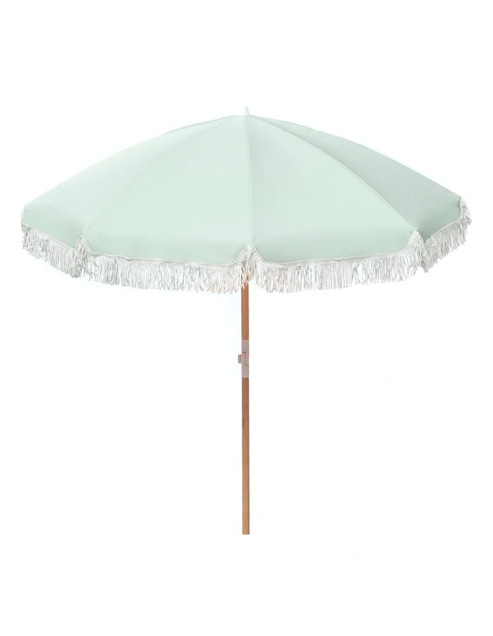 Fringed Beach Umbrella in Sage Green