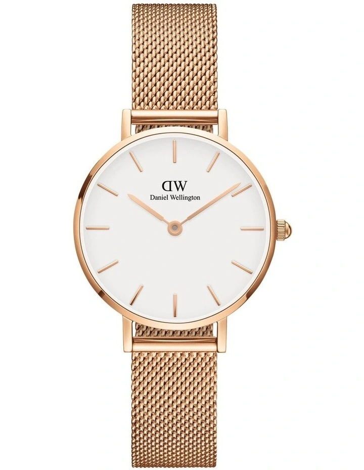 Petite Melrose 28mm White Dial Stainless Steel Quartz Watch in Rose Gold