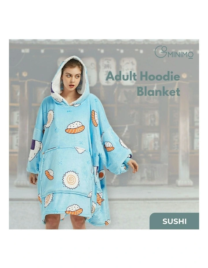 Soft Comfy Fleece Hoodie Blanket in Sushi