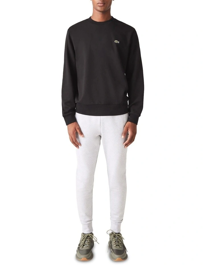Essential Non Brushed Crew Sweat Top in Black