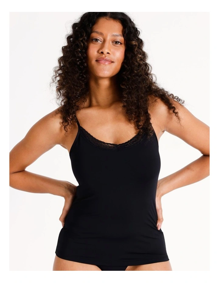 Smooth With Lace Cami in Black