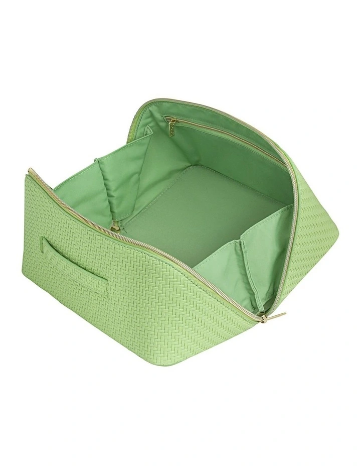 Herringbone Beauty Bag Large in Pistachio
