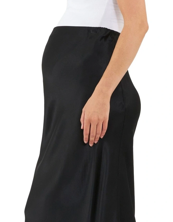 Crystal Satin Skirt in Black