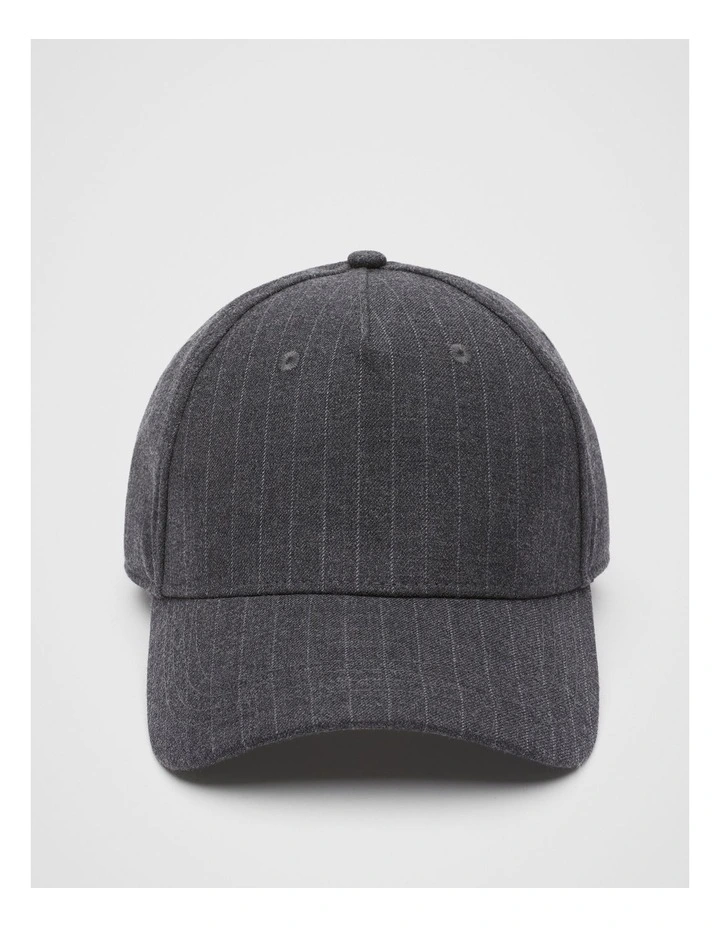 Pinstripe Baseball Cap in Charcoal