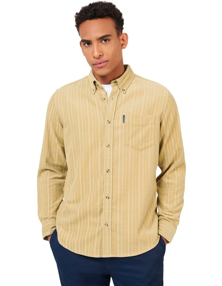 Cord Long Sleeve Shirt in Beige