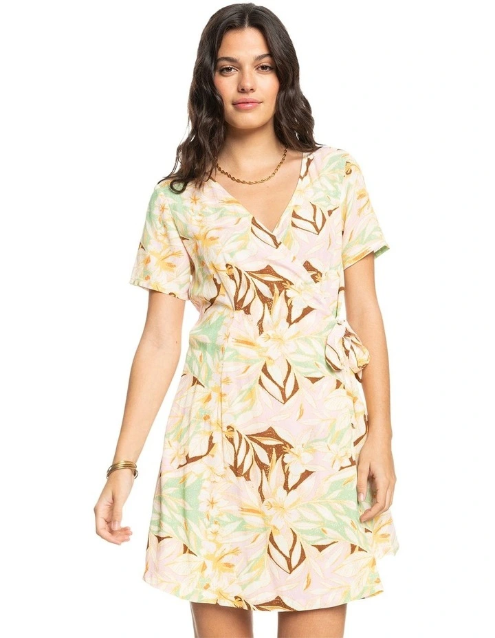 Springtime Feels Mini Wrap Dress in Quiet Green Coast 2 Coast