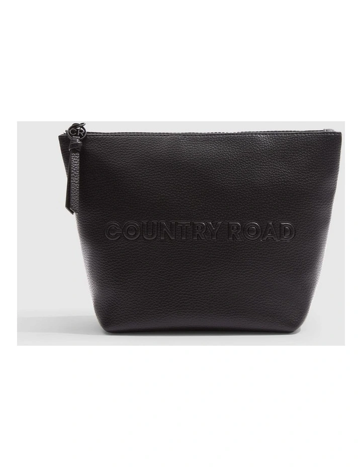 Branded Detail Tri Cosmetic Bag in Black
