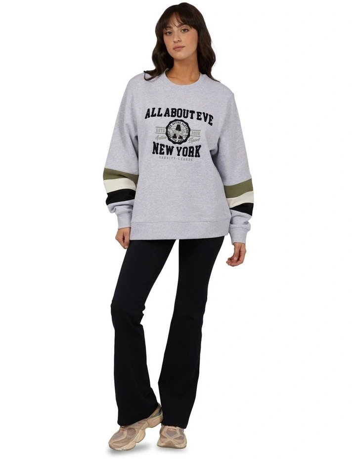 Ski Run Oversized Crew Sweatshirt in Grey Marle