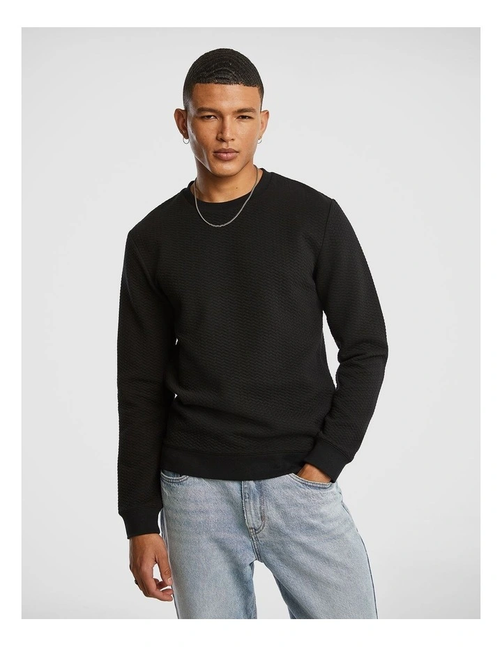 Tech Textured Sweatshirt in Black
