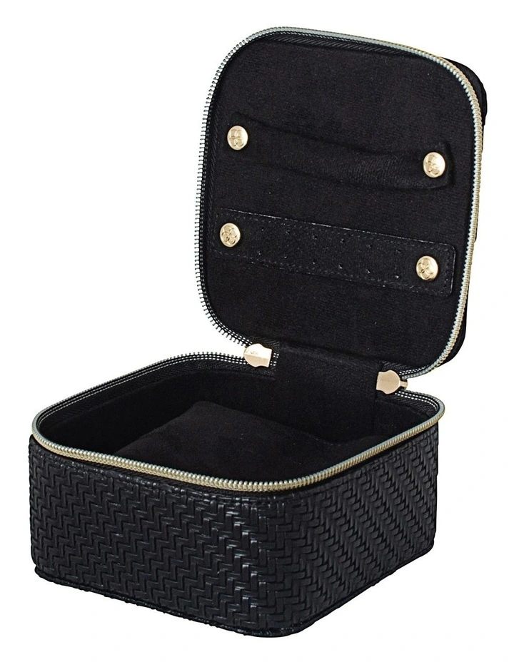 Herringbone Jewellery Cube Bag in Licorice